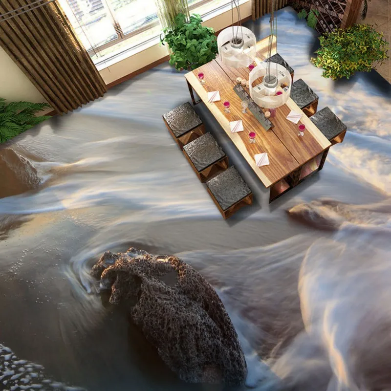 Бесплатная доставка пляжные волны 3D напольные обои уличный отель