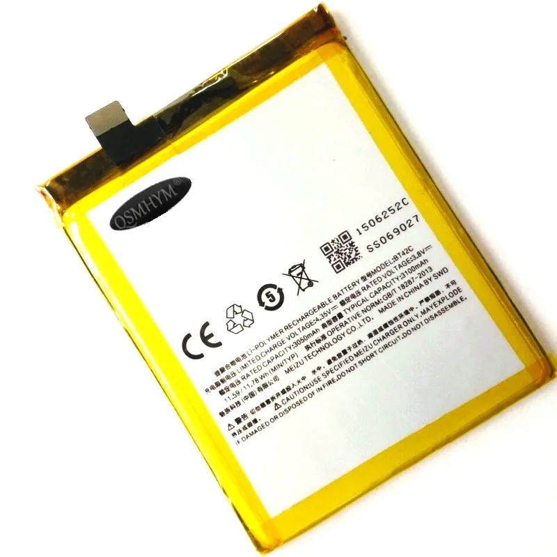 Оригинальный BT42C 3100mAh 3 8 V Аккумулятор для Meizu No Blue M2 Note 2 Мобильный телефон Новый с