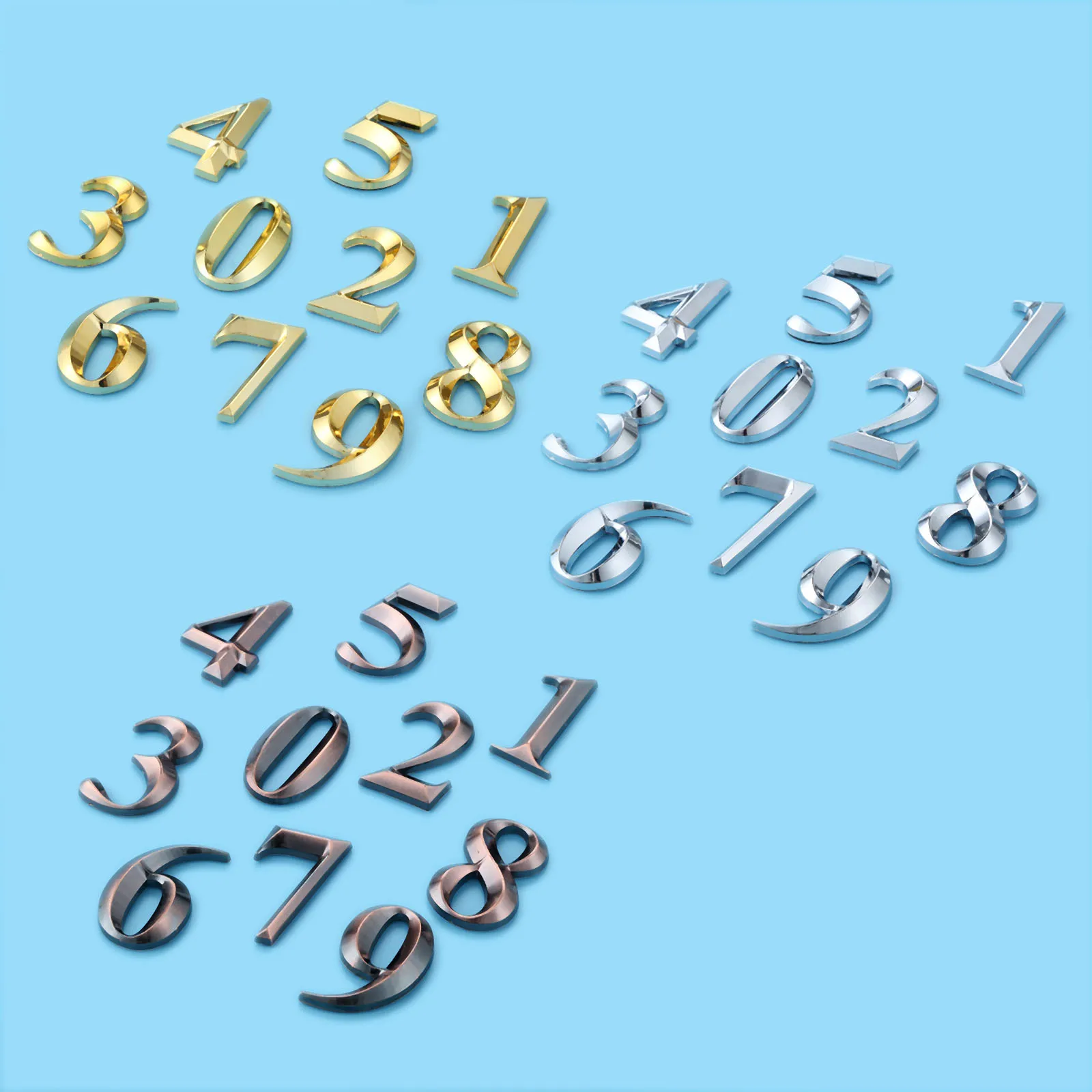 Пластиковая бронзовая/Золотая/серебряная дверь с номером дома адрес 3D цифр цифры