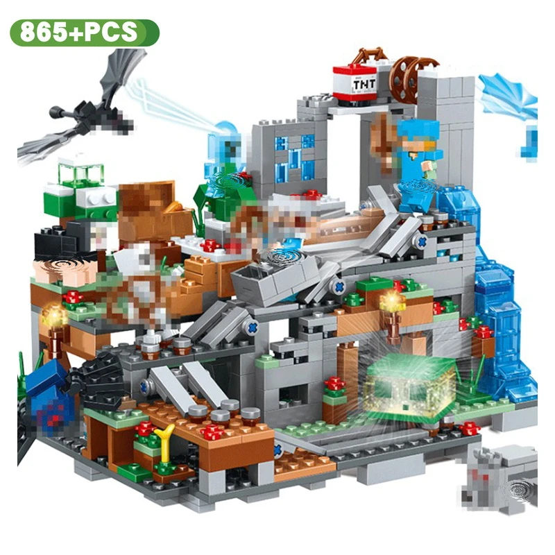My World Series Building Blocks Compatible Legoings Minecrafter 33211 Cave Dragon For Toddlers Iron Golem Children Clever Toys | Игрушки и