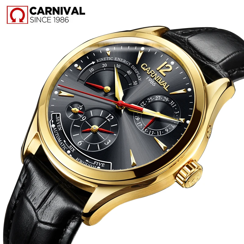 CARNIVAL 2022 New Fashion Brand Men Watch Multifunction Energy Display Automatic 24hours Calendar Luminous Mechanical Watches enlarge