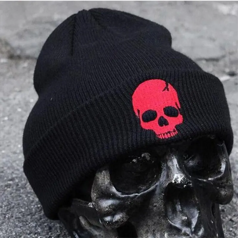 red Seioum унисекс акриловая трикотажная шапка зимние шапки Череп Стиль Skullies& Beanies для женщин и мужчин 3 цвета Теплая Зимняя кепка - Цвет: red