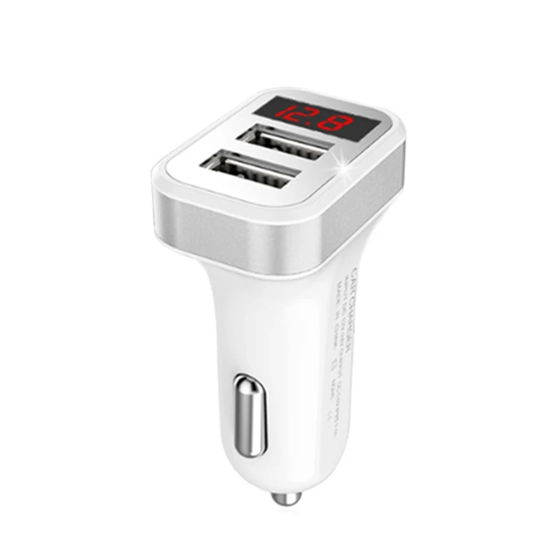 Автомобильное зарядное устройство с двумя usb портами 2 1 А цифровой светодиодный