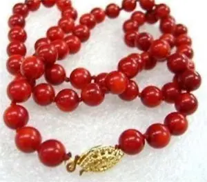 Natürliche 8mm Roten Meer Echte Korallen Runde Perlen Halskette