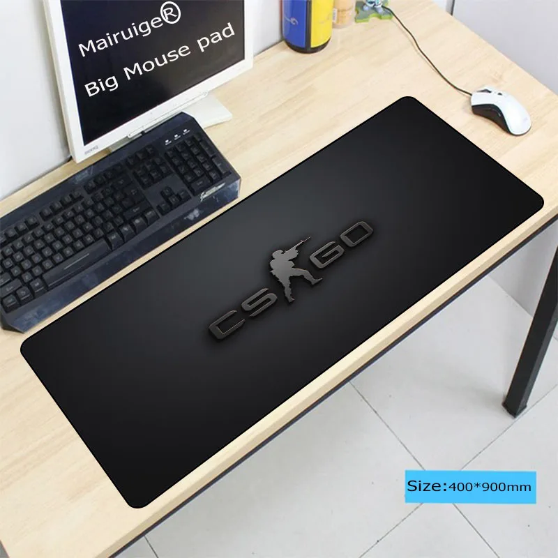 Mairuige 900*400*3 мм дизайн черный CS GO игровой коврик для мыши анти скольжения ноутбука PC