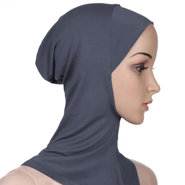 gray Multicolor Full Cover Soft Modal Muslim Hijab Shawls Swimming Cap Women's Swimming Suit Islamic Underscarf Bikinis Beachwear Cap - Цвет: gray