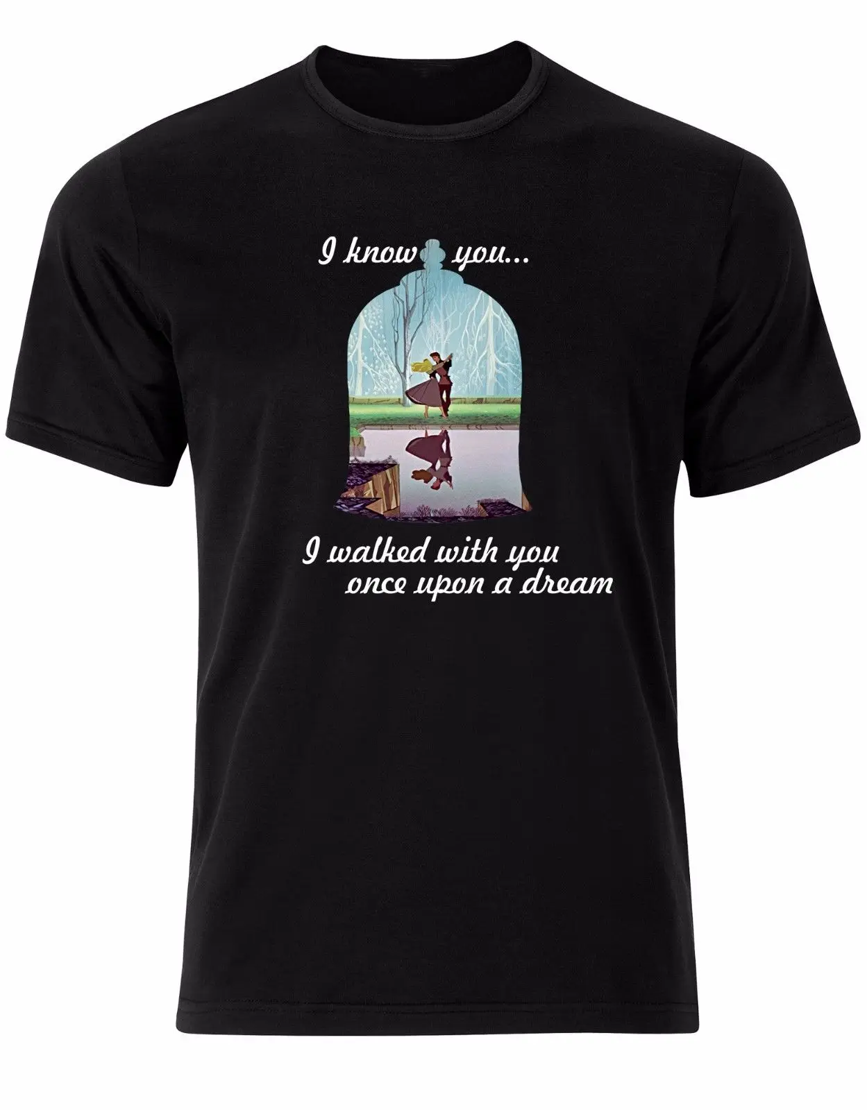 Once upon a Time Sleeping Beauty in Rose Glass Мужская футболка Топ AA96|Мужские футболки| |