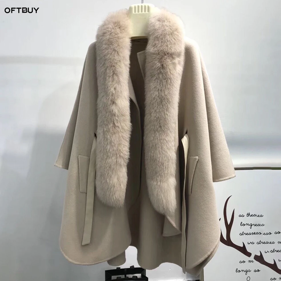 OFTBUY 2019 зимняя куртка Женское пальто из натурального меха лисы меховой воротник