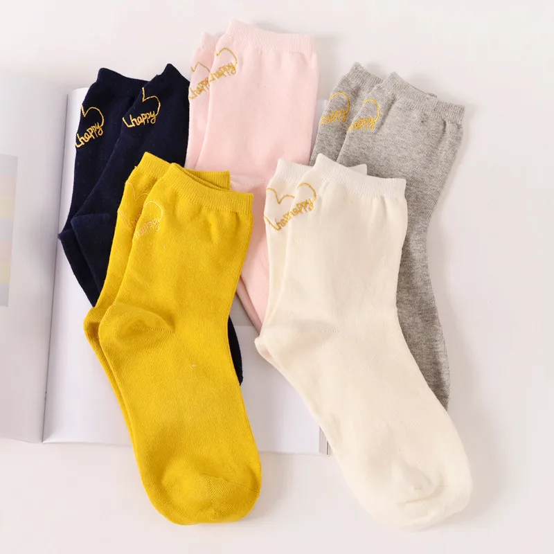 

Японский кавайный вышивка новинка носки женские носки однотонные черные женские белые серые хлопковые носки meias Размер: EUR36-40