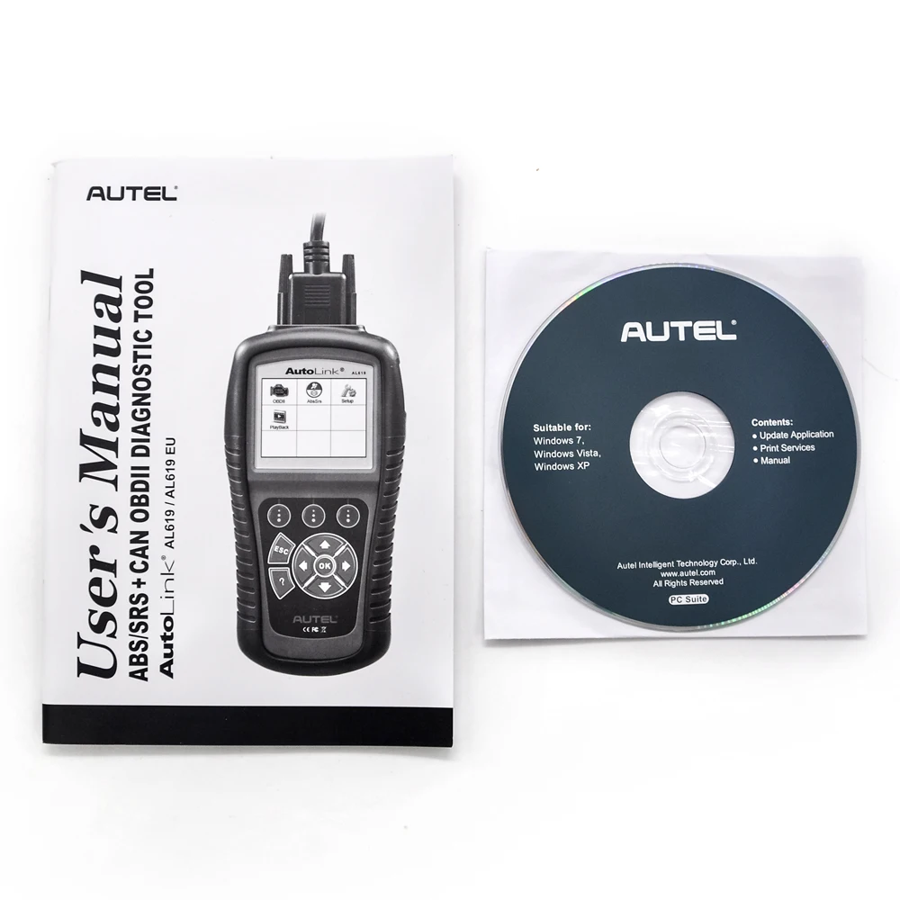 Оригинальный Autel AutoLink AL619 OBDII CAN ABS и SRS сканер профессиональный диагностический