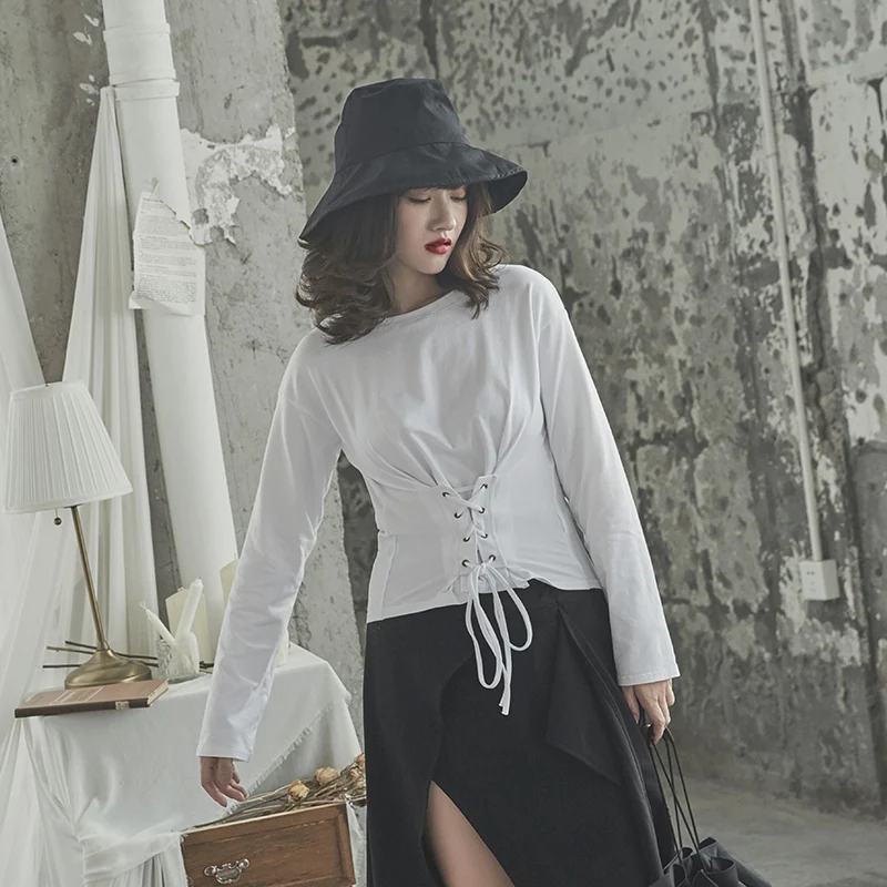 Осенняя и зимняя футболка с длинными рукавами женская тонкая новинка 2018