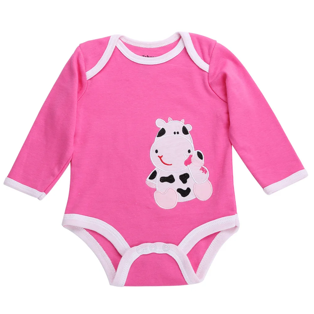 100% хлопковая одежда для новорожденных милые детские комбинезоны с коровой
