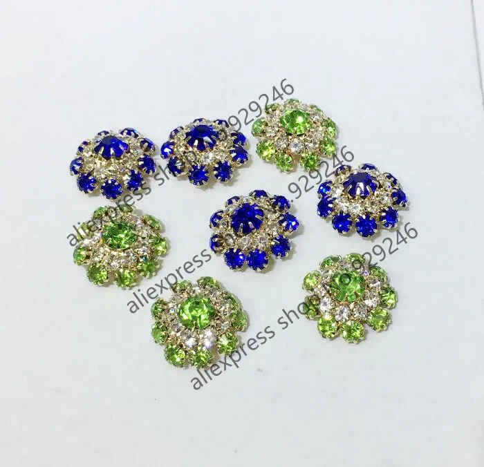 2 шт./лот 22 мм светло зеленые сапфировые синие хрустальные пуговицы Золотые