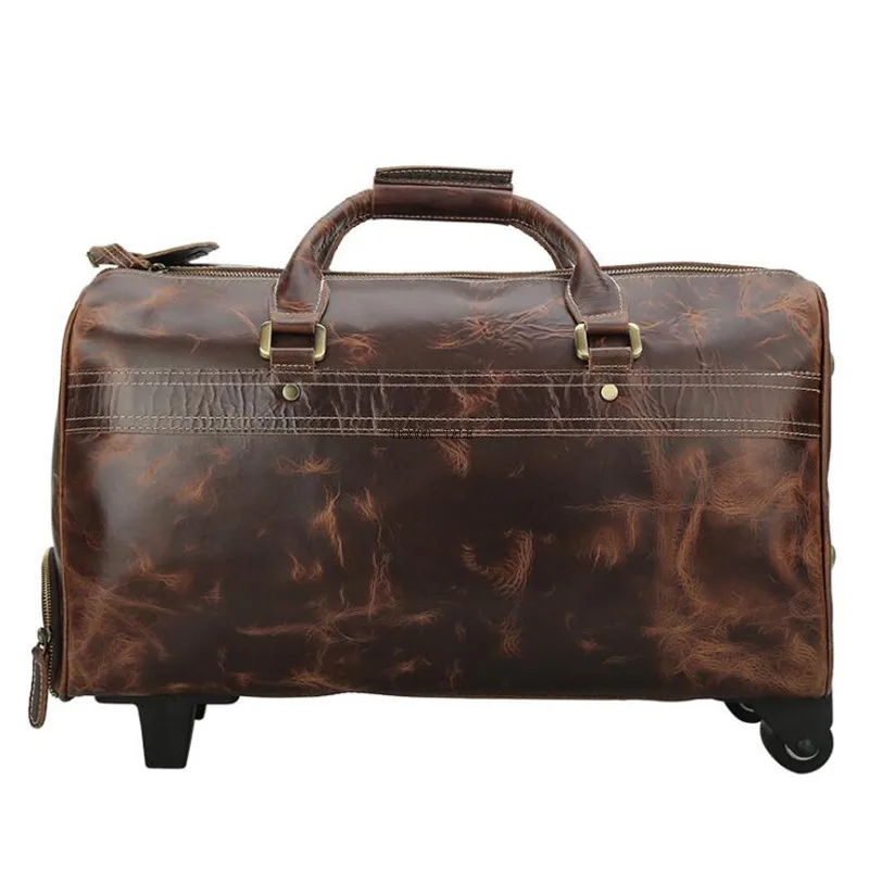 CARRYLOVE, коровья кожа, багаж для путешествий, пансион, ретро, коричневая сумка на колесиках
