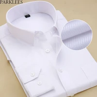 mens slim fit spread collar white drees shirt 2018 brand new cotton high quality chemise formal social office shirt for men 8xl