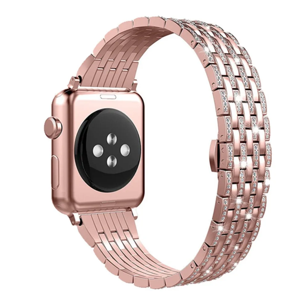 Браслет OSRUI из нержавеющей стали с бриллиантами для Apple watch 4 band 44 мм 40 браслет