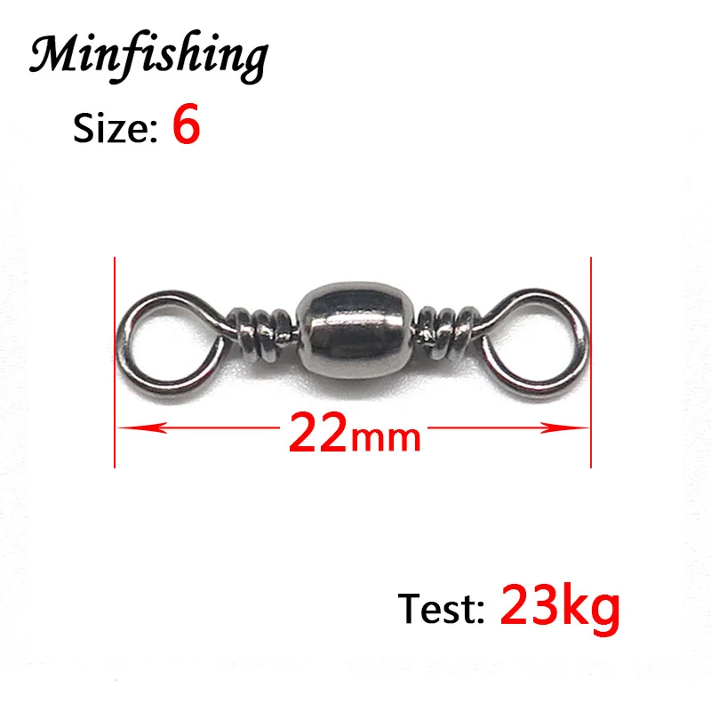 Minfishing, 100 шт./лот, Вертлюг, вертлюг для рыбалки, углеродистая сталь, Вертлюг, Океанский Разъемный соединитель для рыбалки, крюк - Цвет: Size 6