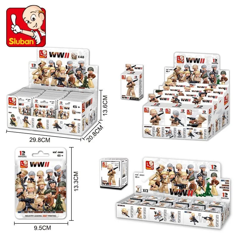 Sluban M38-B0580, 12 шт., фигурки Второй мировой войны, модели, сборные DIY строительные блоки, кирпичные фигурки, Обучающие Детские игрушки, рождественские подарки