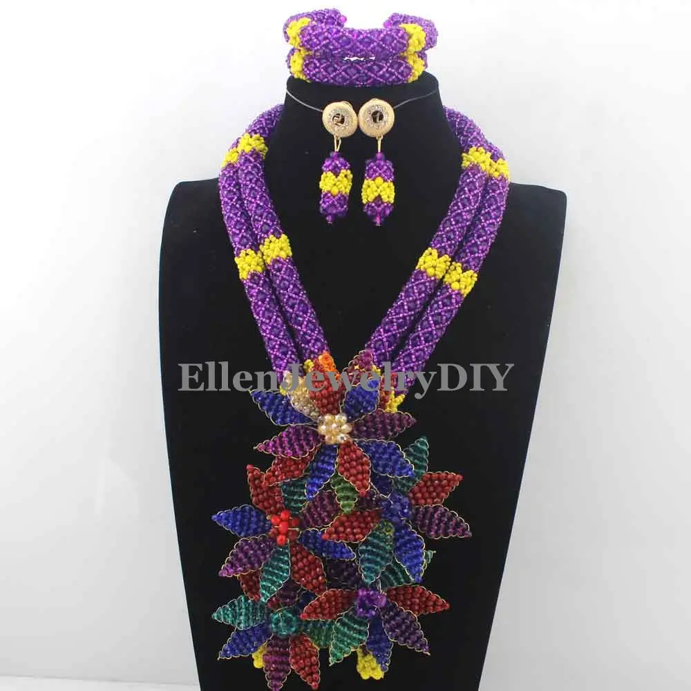 Комплект из колье и серёг с подвеской в виде цветка|statement necklace set|necklace setafrican jewelry set