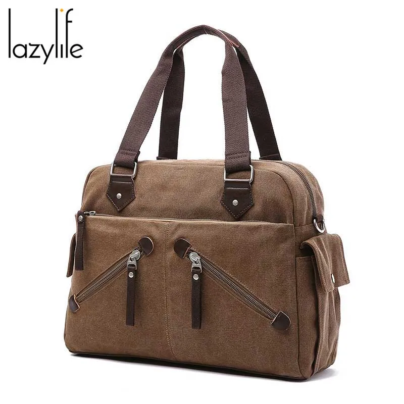 Сумка мессенджер LAZYLIFE Мужская холщовая повседневный саквояж на плечо портфель