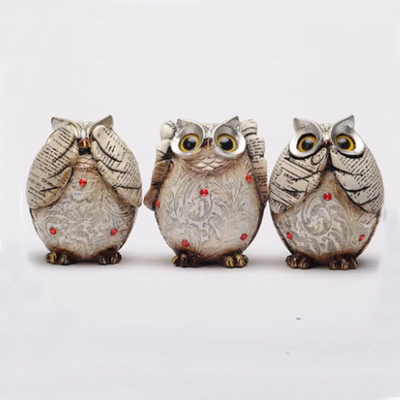 

3 pieces for a lot Resin Owl Living Decoration Art Craft Toy Birthday Gift Owl