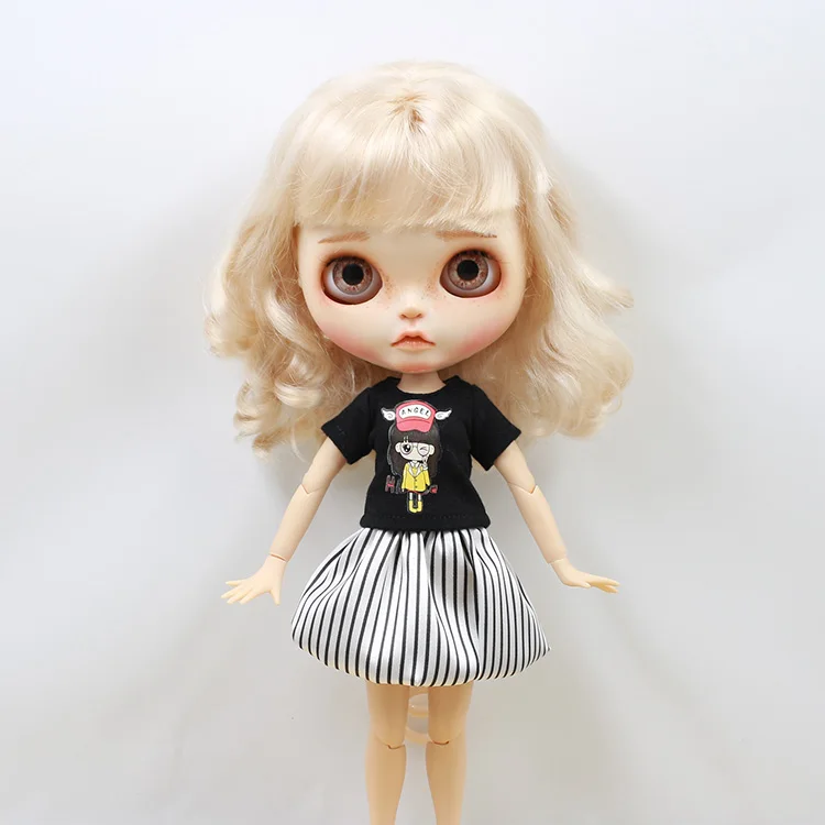 DBS Blyth icy 1/6 Одежда для куклы Черная футболка юбка в полоску подарок девочки|Куклы| |