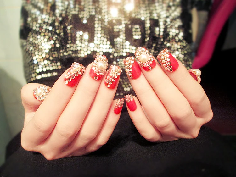 24 шт поддельные ногти Ложные кончики для маникюра жемчужные инструменты дизайна