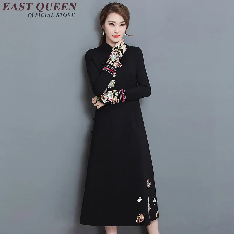 Лидер продаж современные китайские платья qipao черное китайское платье