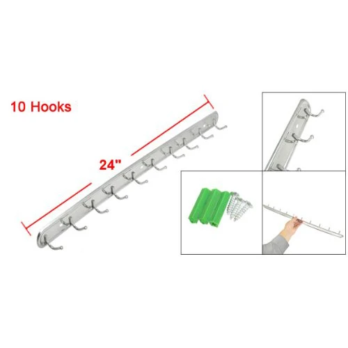 

DHDL-24" Long Wall Mount StaInless Steel 10 Hangers Hook