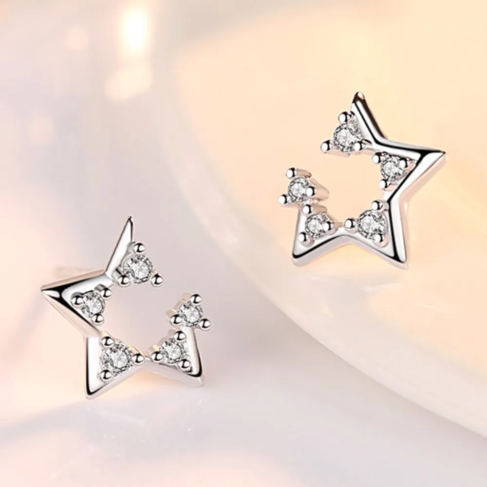 Женские серьги из серебра 925 пробы в форме звезды|Серьги-гвоздики| |