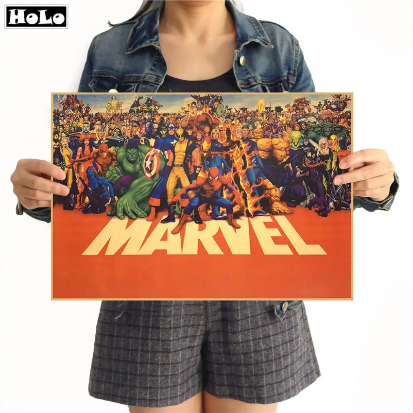 MARVEL Куадрос супер герой ретро крафт фильм постер антикварные художественные изделия для стен Стикеры гостиной краски кафе Core 42x30 см