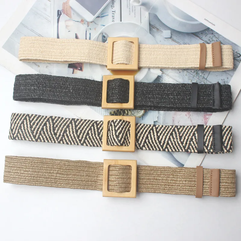 Веревочный Плетеный вощеный женский ремень с квадратной пряжкой Женский