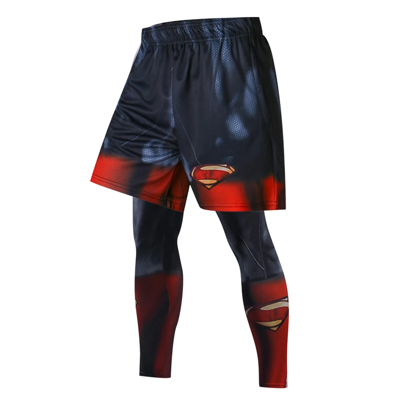 3D принт мужские комплекты для бега летние шорты обтягивающие Рисунок Супермен