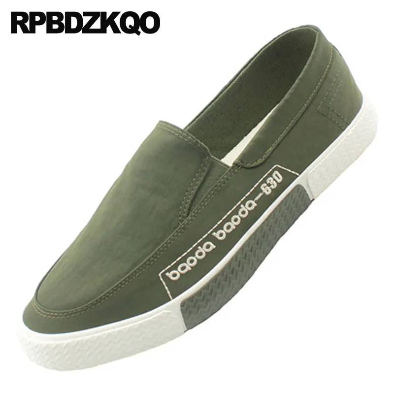 Skate 2021 Driving Slip On Green Breathable Flats Walking Soft Soled Trainers Embroidery Black Sneakers Men Canvas Shoes Casual |