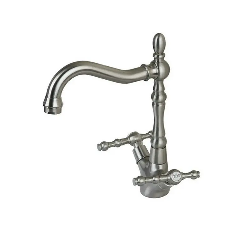 Brushed Nickel YANKSMART Винтаж античная латунь& хром& Матовый никель ванная раковина смеситель для раковины Ретро двойные ручки 1 отверстие кран - Цвет: Brushed Nickel
