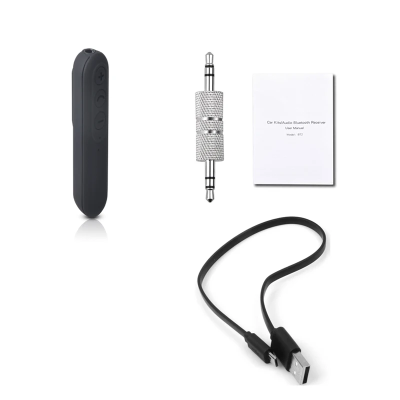Универсальный Bluetooth автомобильный комплект, Мини bluetooth автомобильный адаптер, aux аудио приемник, 3,5 мм разъем с микрофоном для автомобильного динамика, наушников - Название цвета: black with cable
