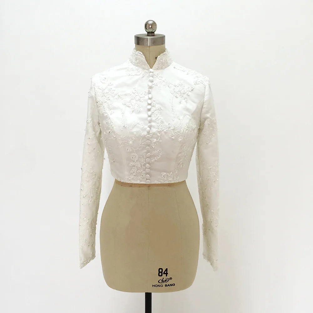 Свадебный жакет 2020 белая свадебная шаль с длинным рукавом кружевом и бусинами