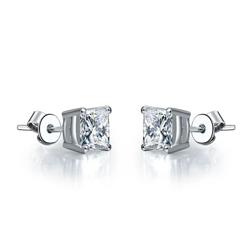 1CTW 6*6 мм каждая G-H серьги-гвоздики принцессы с бриллиантами Moissanite проверенная