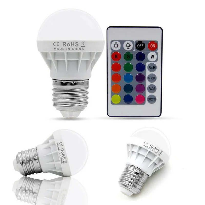 Светодиодная RGB лампа с ИК пультом E27 GU10 E14 5 Вт свет AC 85 265 в Энергосберегающая