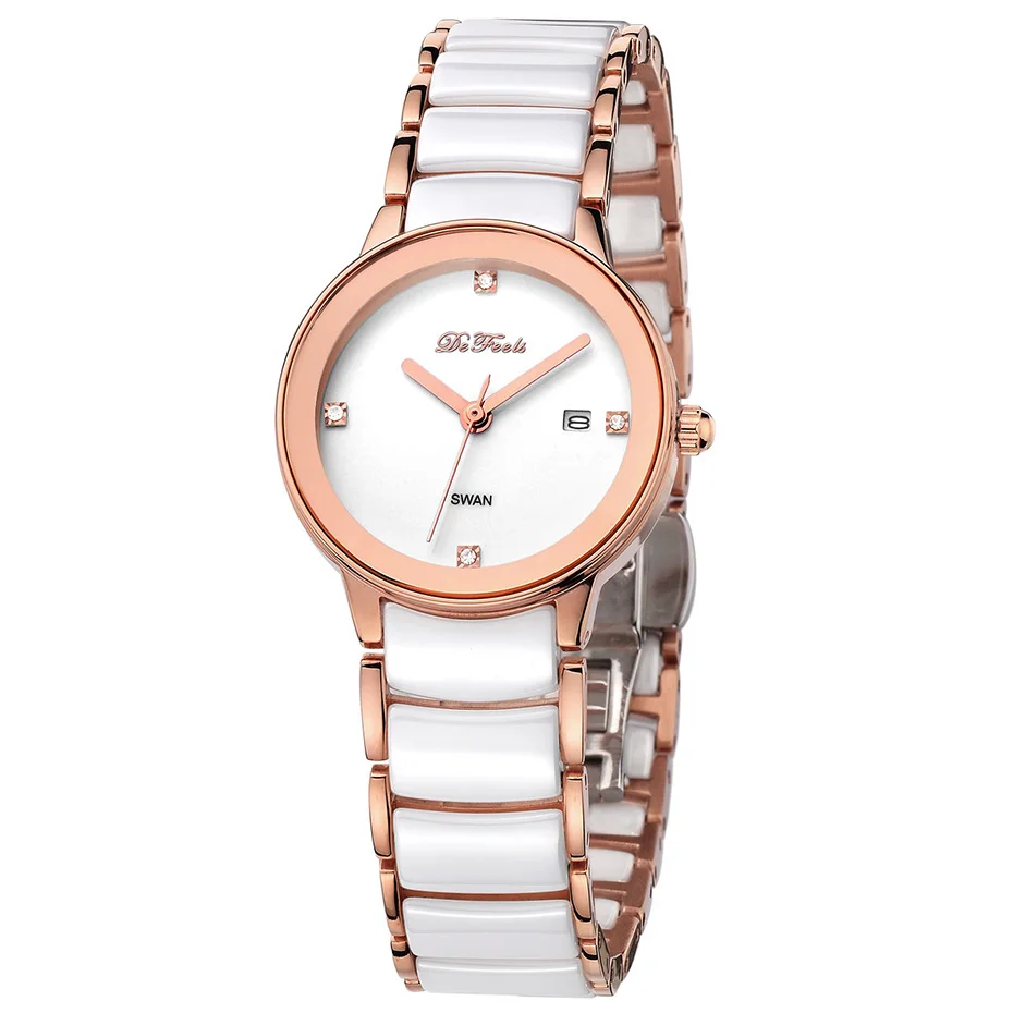 Розовый Montre Femme, современные женские часы, модные кварцевые наручные часы, Простые керамические золотые часы, Топ бренд, роскошные женские часы, Reloj Mujer - Цвет: Розовый