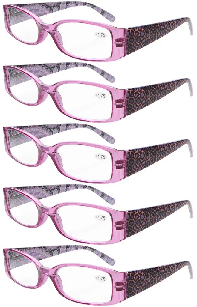 5 pcs Purple R040A Eyekepper 5-Pack весенние петли Тигр узорчатые дужки очки для чтения включает солнцезащитные очки женщин+ 0,50-+ 4,00 - Цвет оправы: 5 pcs Purple