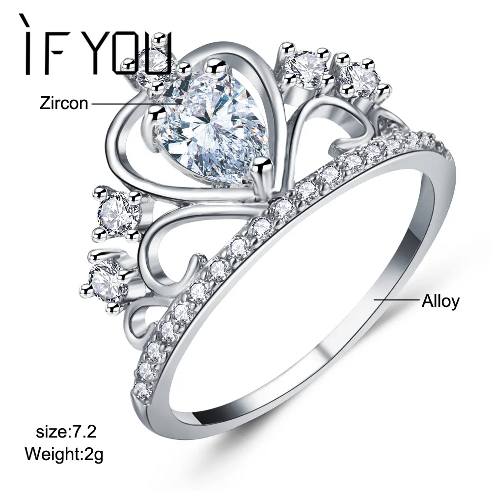 Женское кольцо с короной IF YOU Princess Queen розовое золото кубический цирконий модные