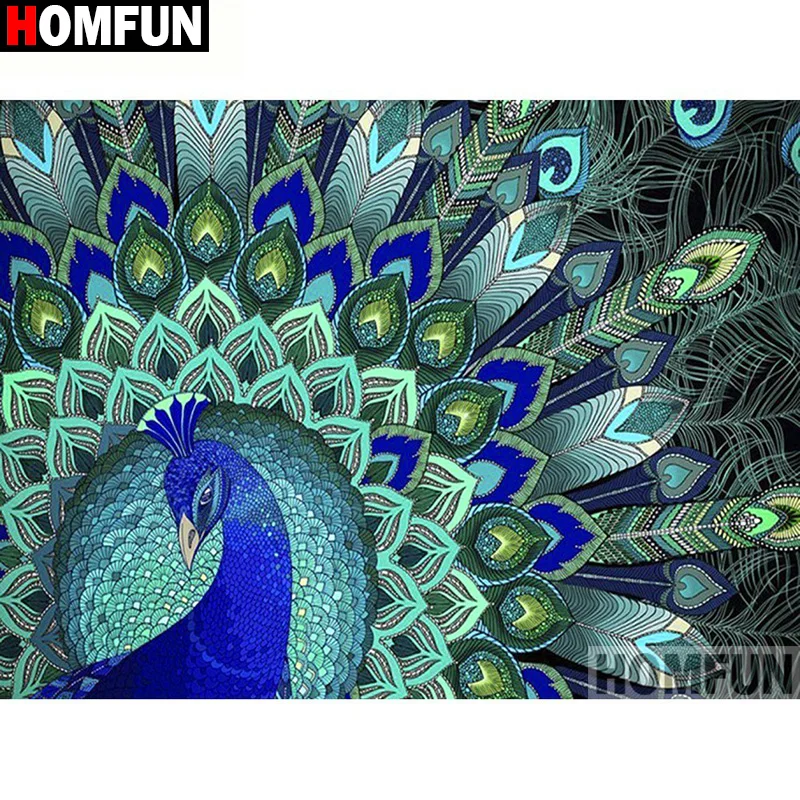 Алмазная 5d-картина HOMFUN животное ПАВЛИН вышивка крестиком из квадратных/круглых