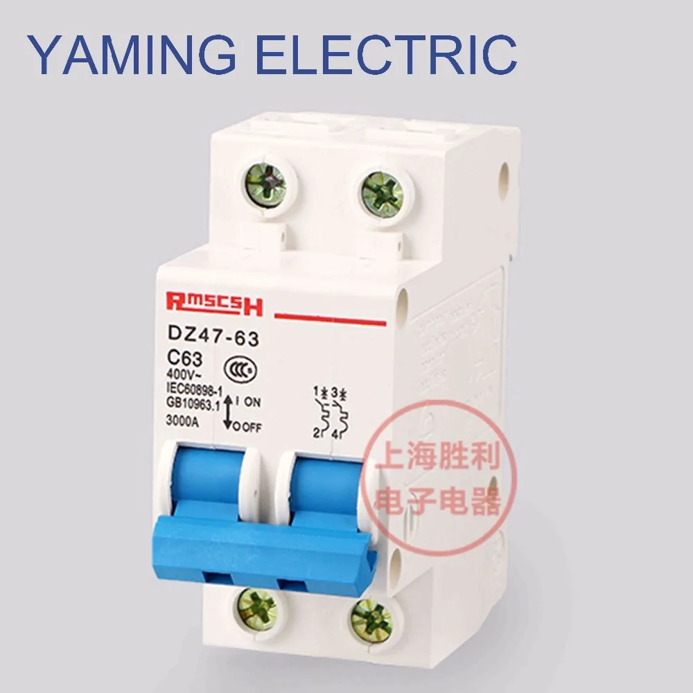 

P68 Miniature Circuit Breaker DZ47-63 400V 2P 6-63A 2 Pole Switch 50HZ MCB Cutout Overload Circuit Breaker