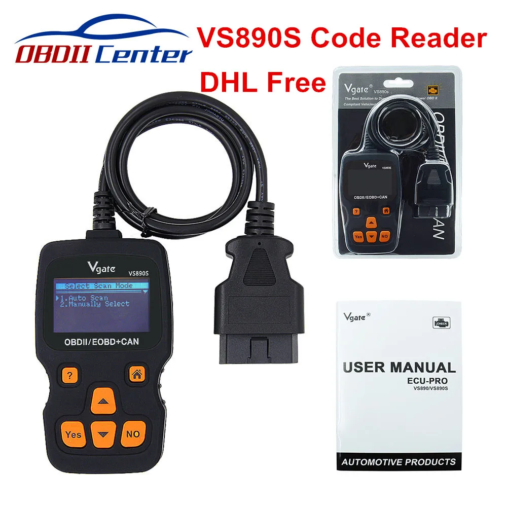 DHL Free Vgate VS 890 VS890S OBDII EOBD считыватель кода Maxiscan VS890 OBD2 OBD Автомобильный