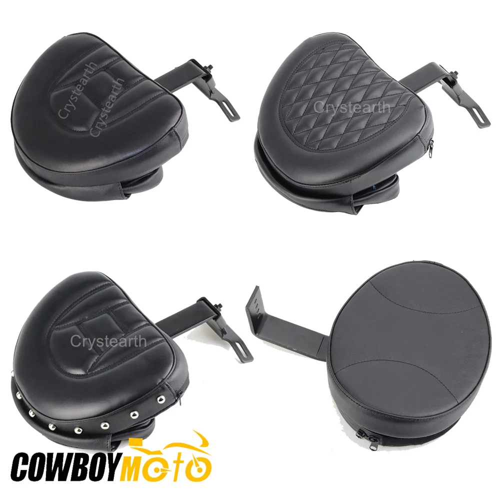 

Black Plug-in Driver Rider Backrest Cushion Pad Detachable Adjustable For 2007 2008 2009-2017 Harley Fatboy /Heritage Softail