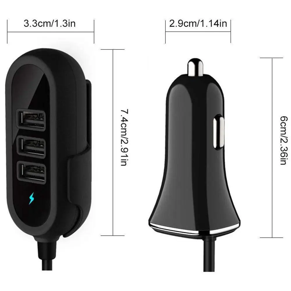 4 порта USB Автомобильное зарядное устройство 5.8A/DC12 24V Быстрый адаптер кабель для