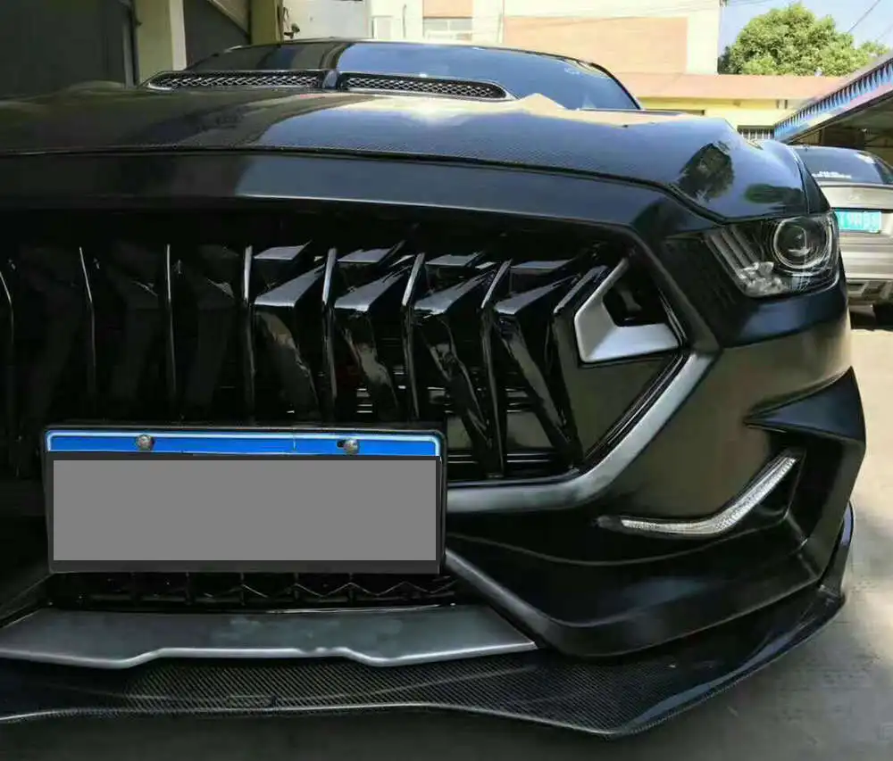 Автомобильный кузов бамперы для Ford Mustang обвес бамперы-(FRP передний бампер+ углеродное волокно передний спойлер+ гриль