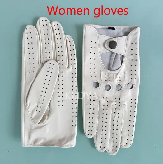 Women gloves white Летние мужские кожаные перчатки, варежки, дышащие, натуральная кожа, овчина, для мужчин и женщин, тонкие, без подкладки, для вождения, крутые перчатки, женские перчатки - Цвет: Women gloves white