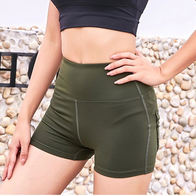 Для женщин высокая гибкая Спортивные шорты обтягивающая Бедро до для йоги леди